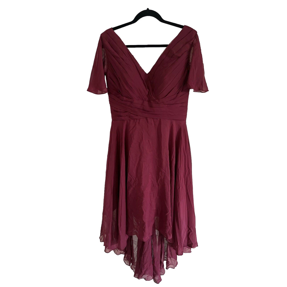 DRESS Sale Formal Dress Womens Maroon A Line Chiffon Short Sleeve  Dress Sz 10